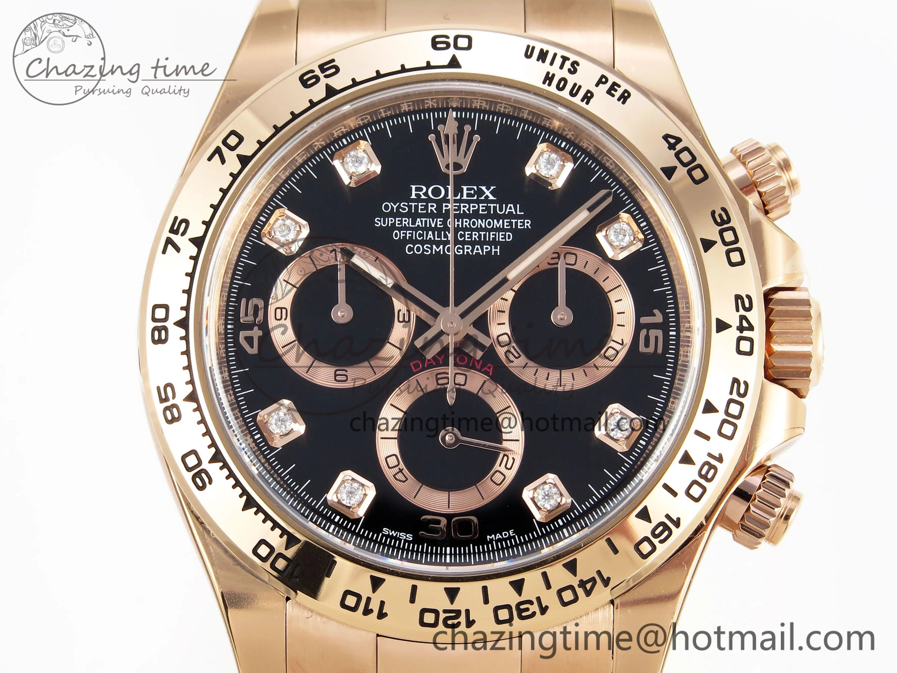 Daytona 116505 Clean 1:1 Best Edition Black Diamonds Dial on RG Bracelet SA4130 V2
