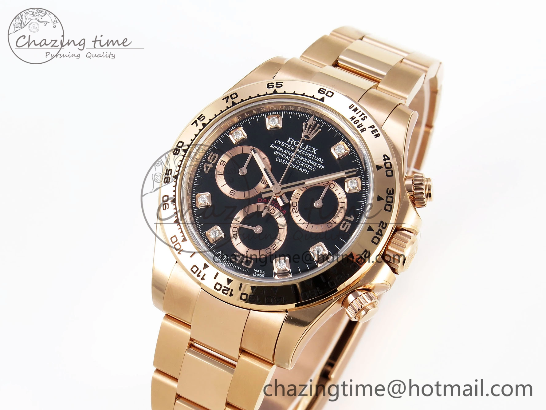Daytona 116505 Clean 1:1 Best Edition Black Diamonds Dial on RG Bracelet SA4130 V2