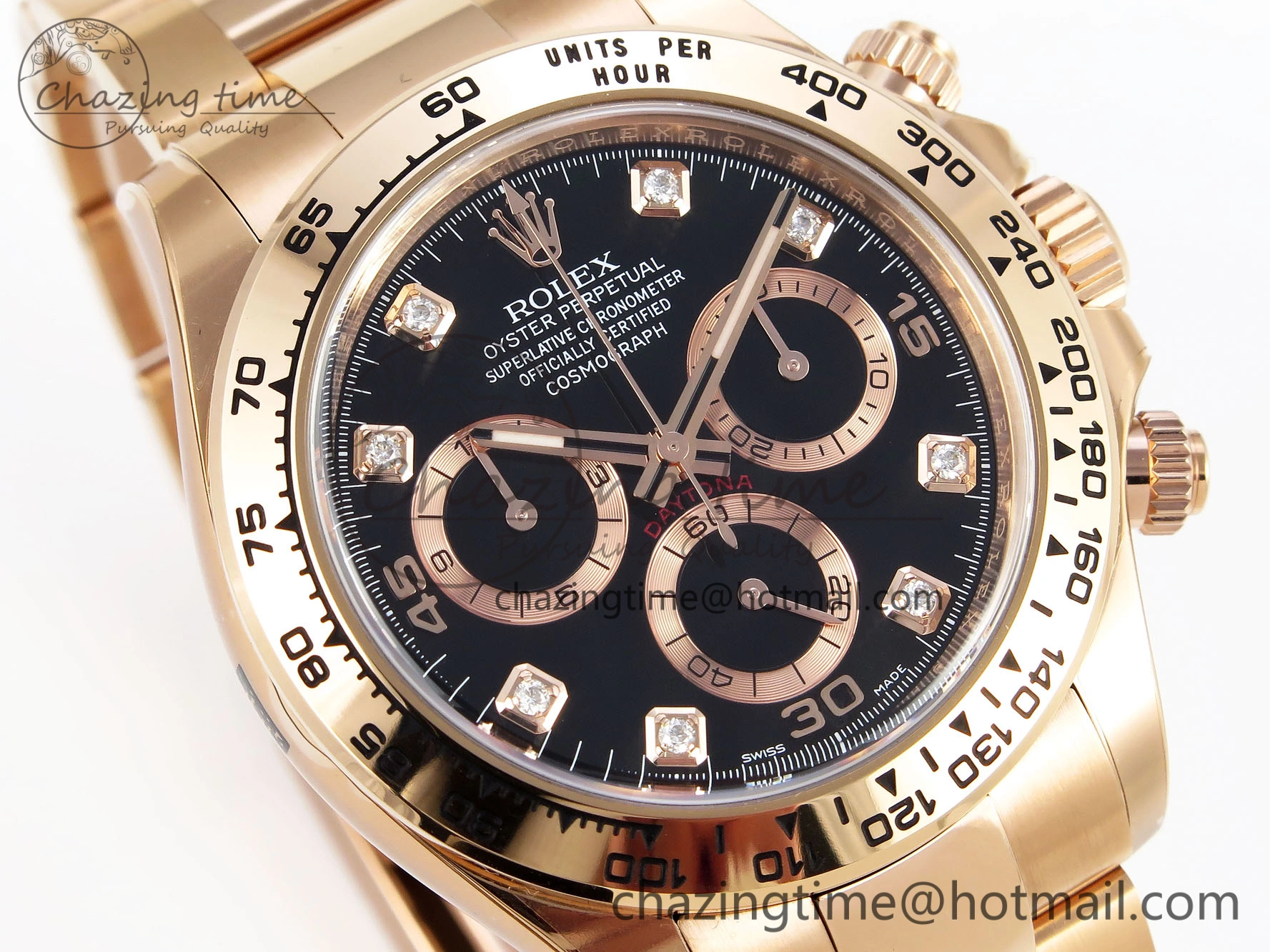 Daytona 116505 Clean 1:1 Best Edition Black Diamonds Dial on RG Bracelet SA4130 V2