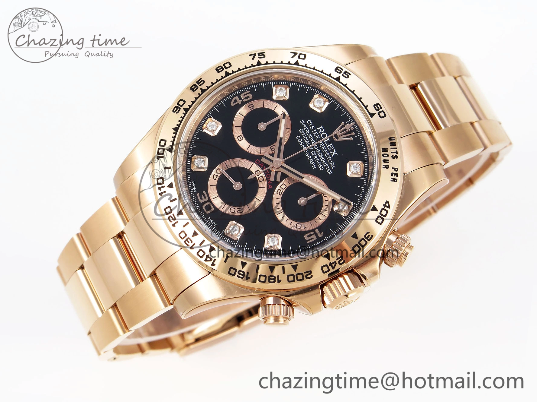 Daytona 116505 Clean 1:1 Best Edition Black Diamonds Dial on RG Bracelet SA4130 V2