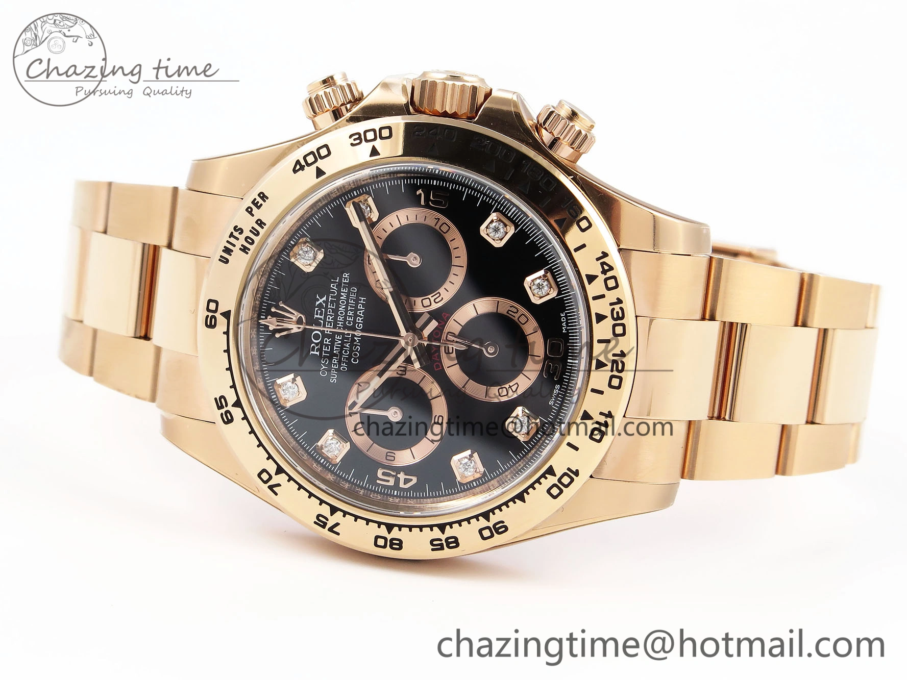 Daytona 116505 Clean 1:1 Best Edition Black Diamonds Dial on RG Bracelet SA4130 V2