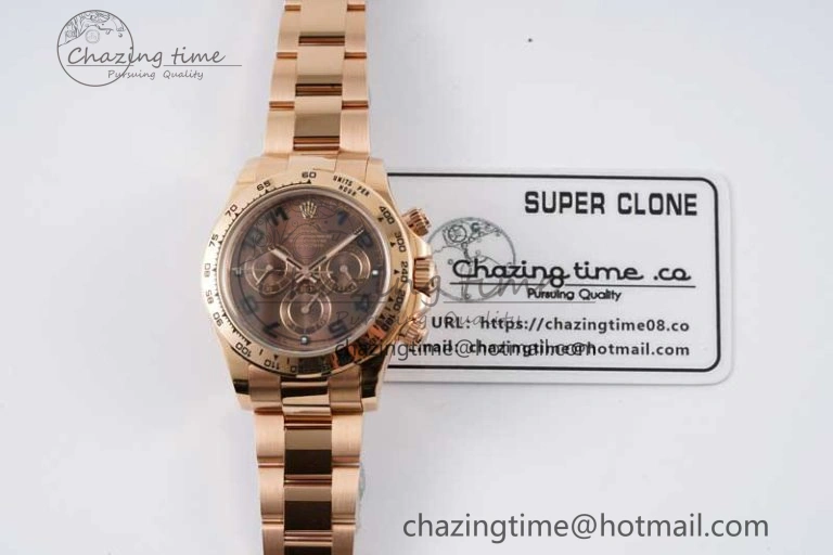 Daytona 116505 Clean 1:1 Best Edition Chocolate Dial Black Markers on RG Bracelet SA4130 V2