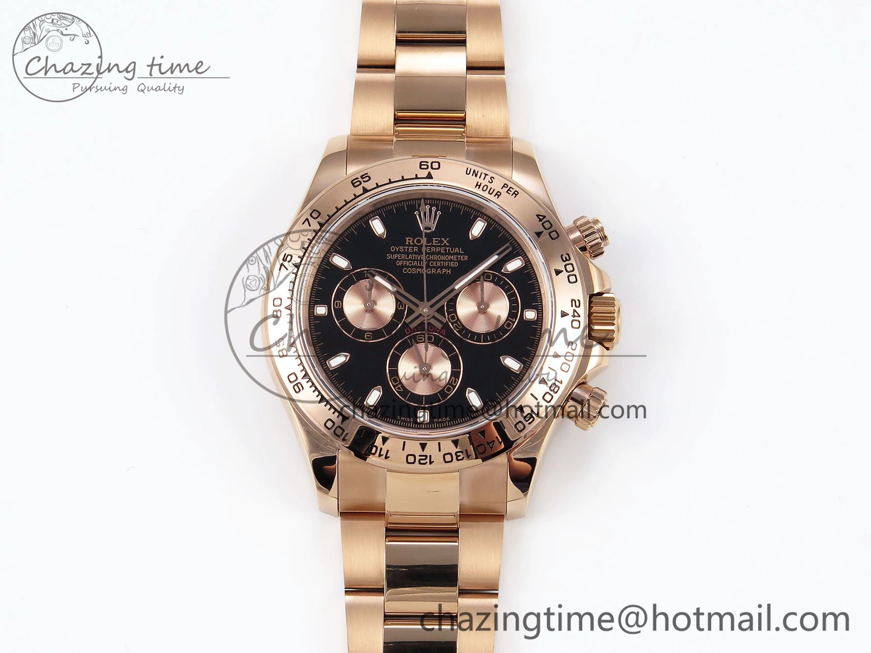 Daytona 116505 QF 1:1 Best Edition Black RG Dial on RG Bracelet SH4130 V3 (Gain Weight)