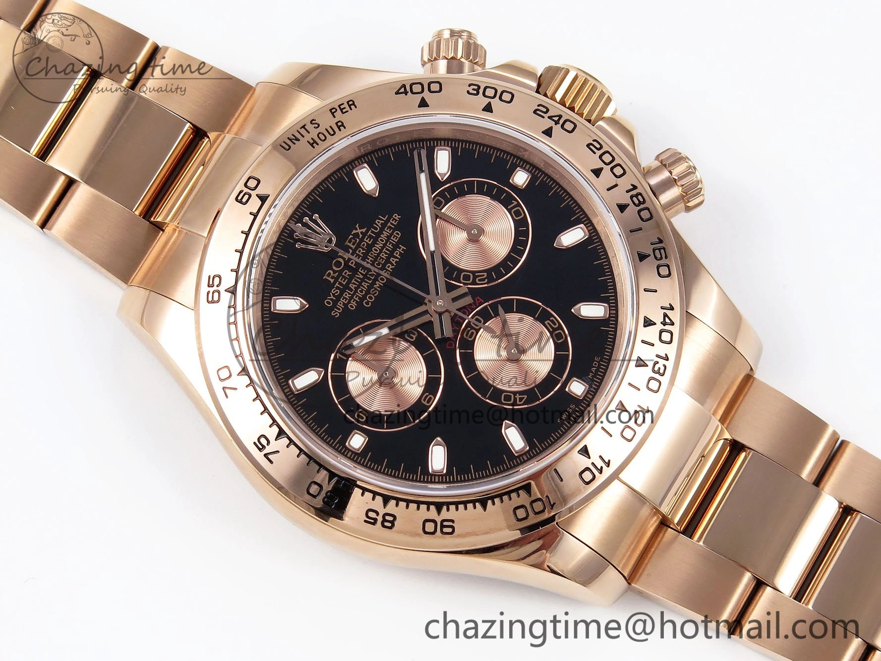 Daytona 116505 QF 1:1 Best Edition Black RG Dial on RG Bracelet SH4130 V3 (Gain Weight)