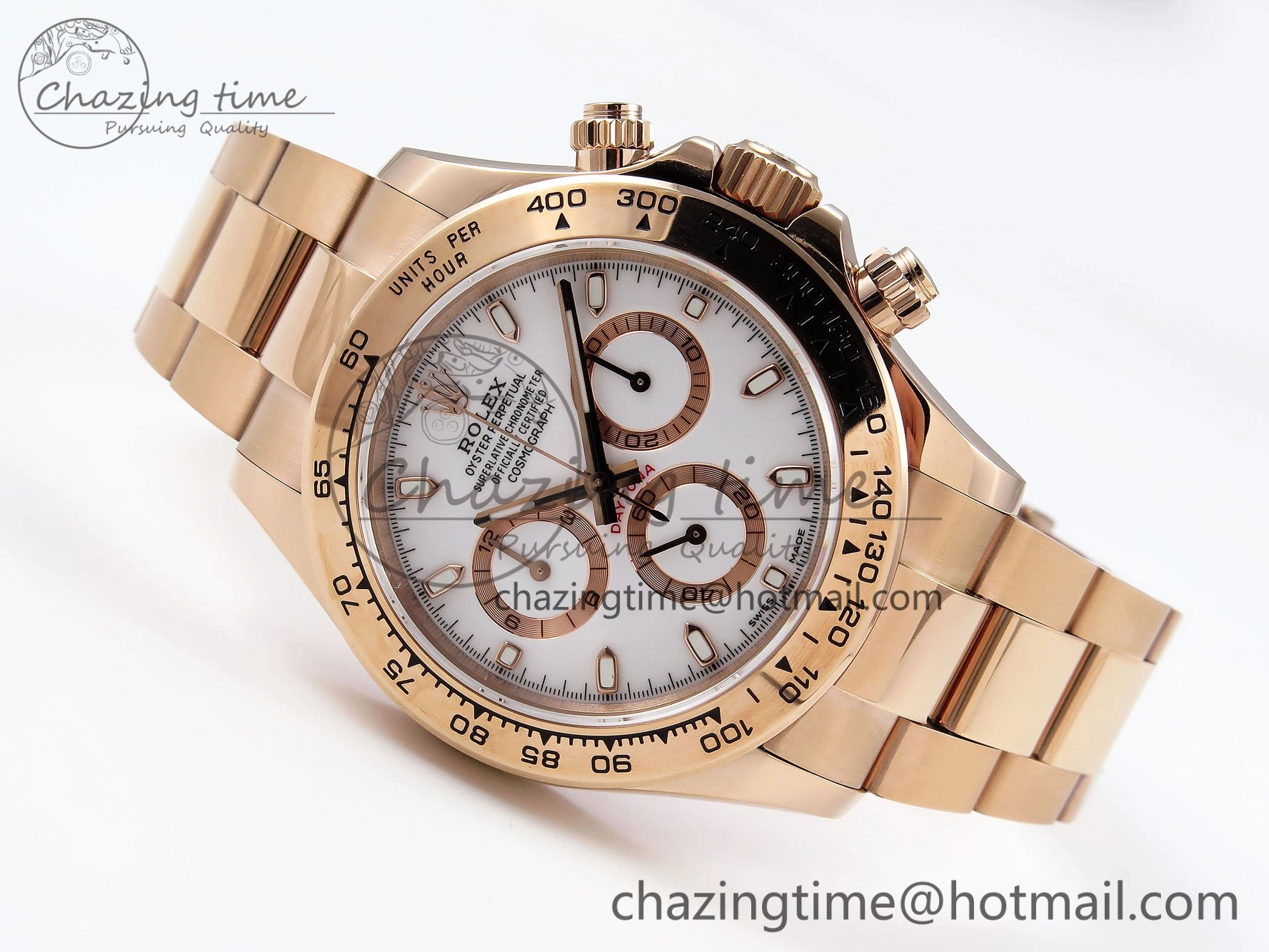 Daytona 116505 QF 1:1 Best Edition White Dial on RG Bracelet SH4130 V3 (Gain Weight)