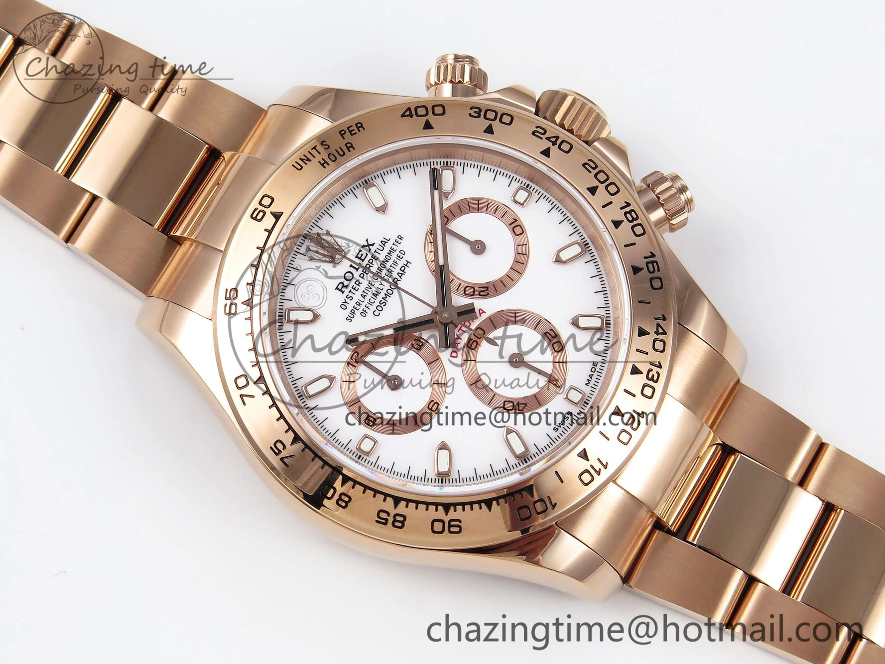 Daytona 116505 QF 1:1 Best Edition White Dial on RG Bracelet SH4130 V3 (Gain Weight)