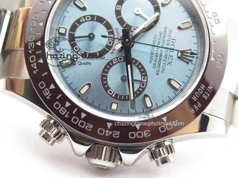 Daytona 116506 1:1 Noob Best Edition Brown Ceramic Bezel Ice Blue Dial On SS Bracelet A7750
