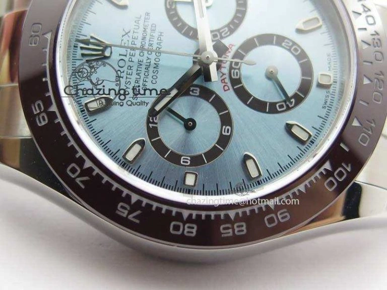 Daytona 116506 1:1 Noob Best Edition Brown Ceramic Bezel Ice Blue Dial On SS Bracelet A7750
