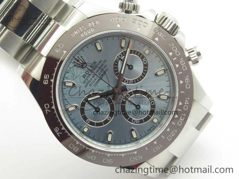 Daytona 116506 ARF 1:1 Best Edition 904L SS Case and Bracelet Ice Blue Dial Lume Markers A4130 Super Clone V2