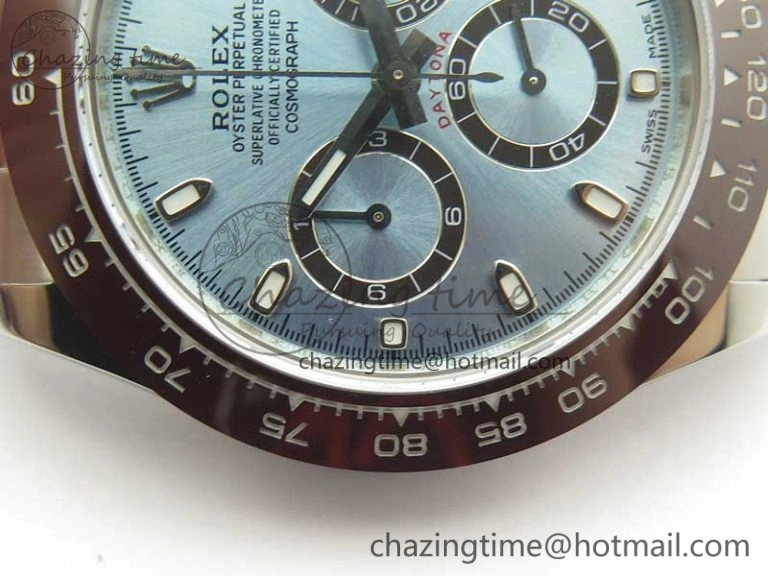 Daytona 116506 ARF 1:1 Best Edition 904L SS Case and Bracelet Ice Blue Dial Lume Markers A4130 Super Clone V2