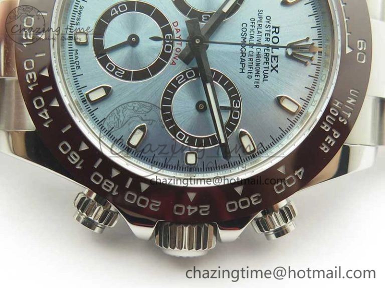 Daytona 116506 ARF 1:1 Best Edition 904L SS Case and Bracelet Ice Blue Dial Lume Markers A4130 Super Clone V2