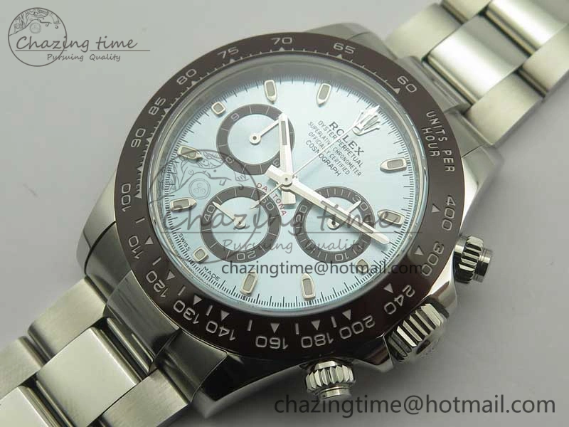 Daytona 116506 ARF 1:1 Best Edition 904L SS Case and Bracelet Ice Blue Dial Lume Markers A4130 Super Clone V2
