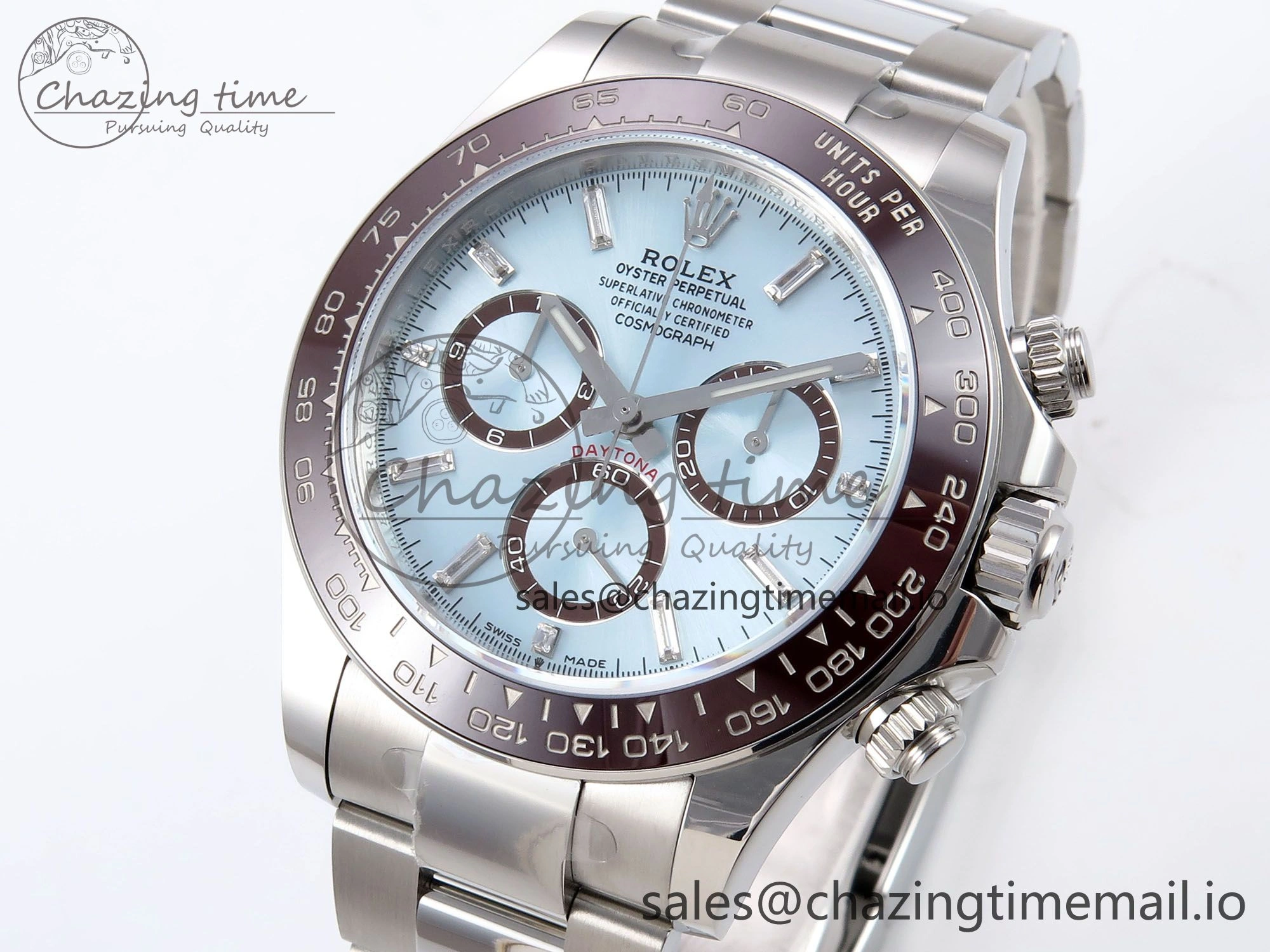 Daytona 116506 AR+SF 1:1 Best Edition Ice Blue Brown Dial Crystal Markers on SS Bracelet SH4131