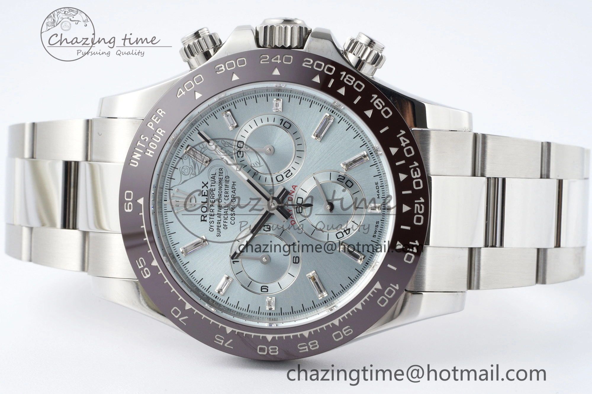 Daytona 116506 Brown Ceramic BTF 1:1 Best Edition Ice Blue Dial Crystal Marker on SS Bracelet SA4130 V2