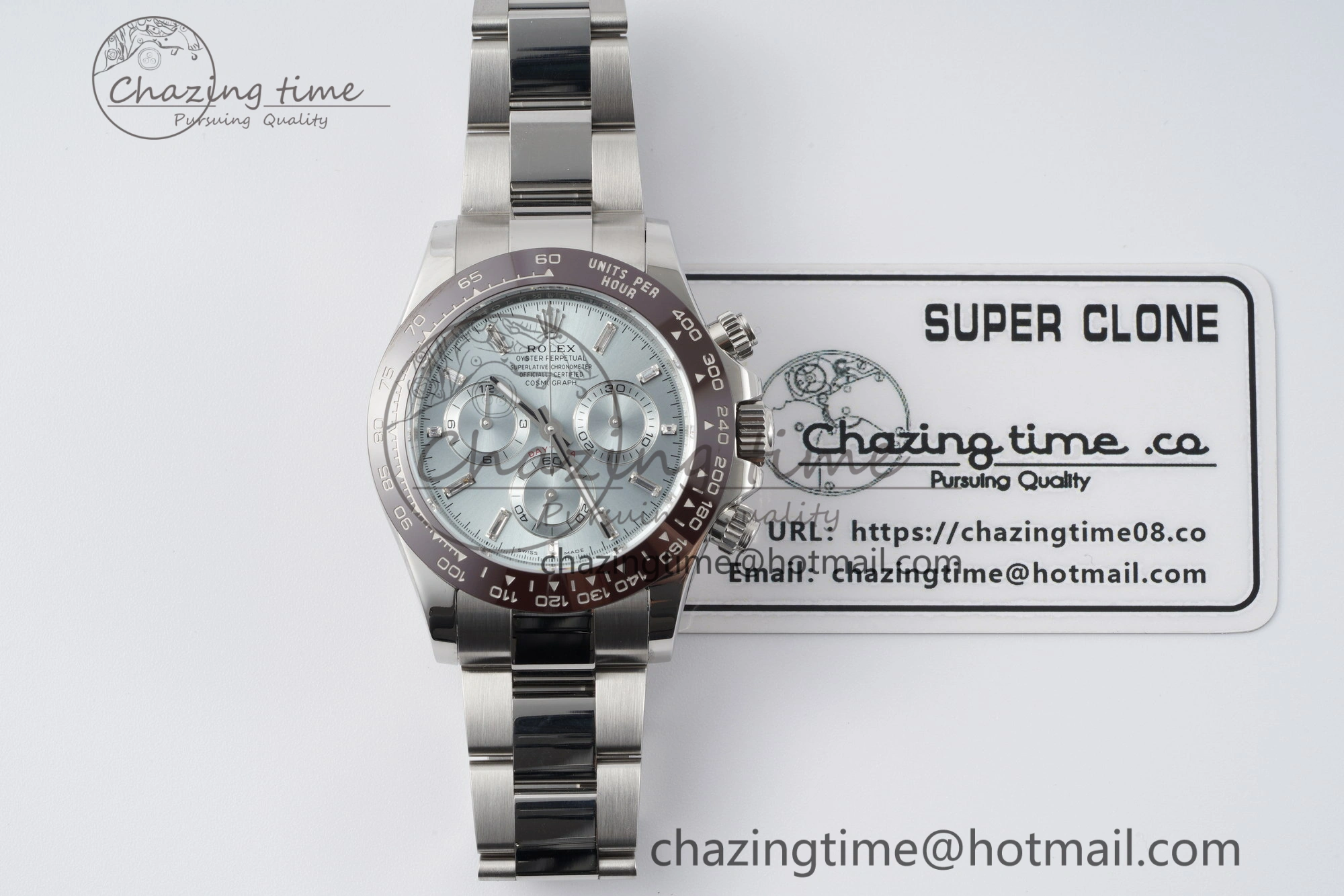 Daytona 116506 Brown Ceramic BTF 1:1 Best Edition Ice Blue Dial Crystal Marker on SS Bracelet SA4130 V2