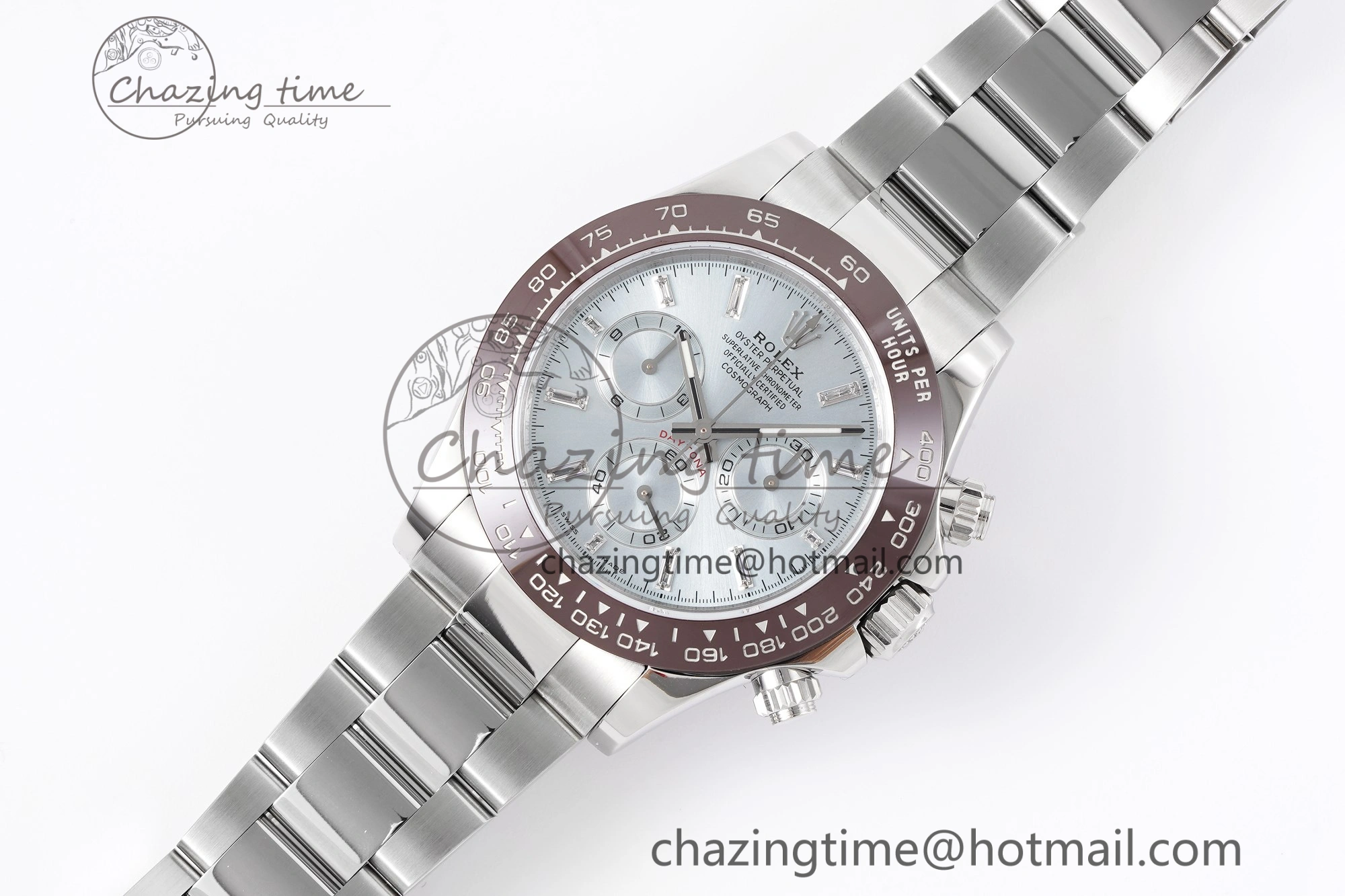 Daytona 116506 Brown Ceramic KING 1:1 Best Edition Ice Blue Dial Crystal Marker on SS Bracelet SH4130