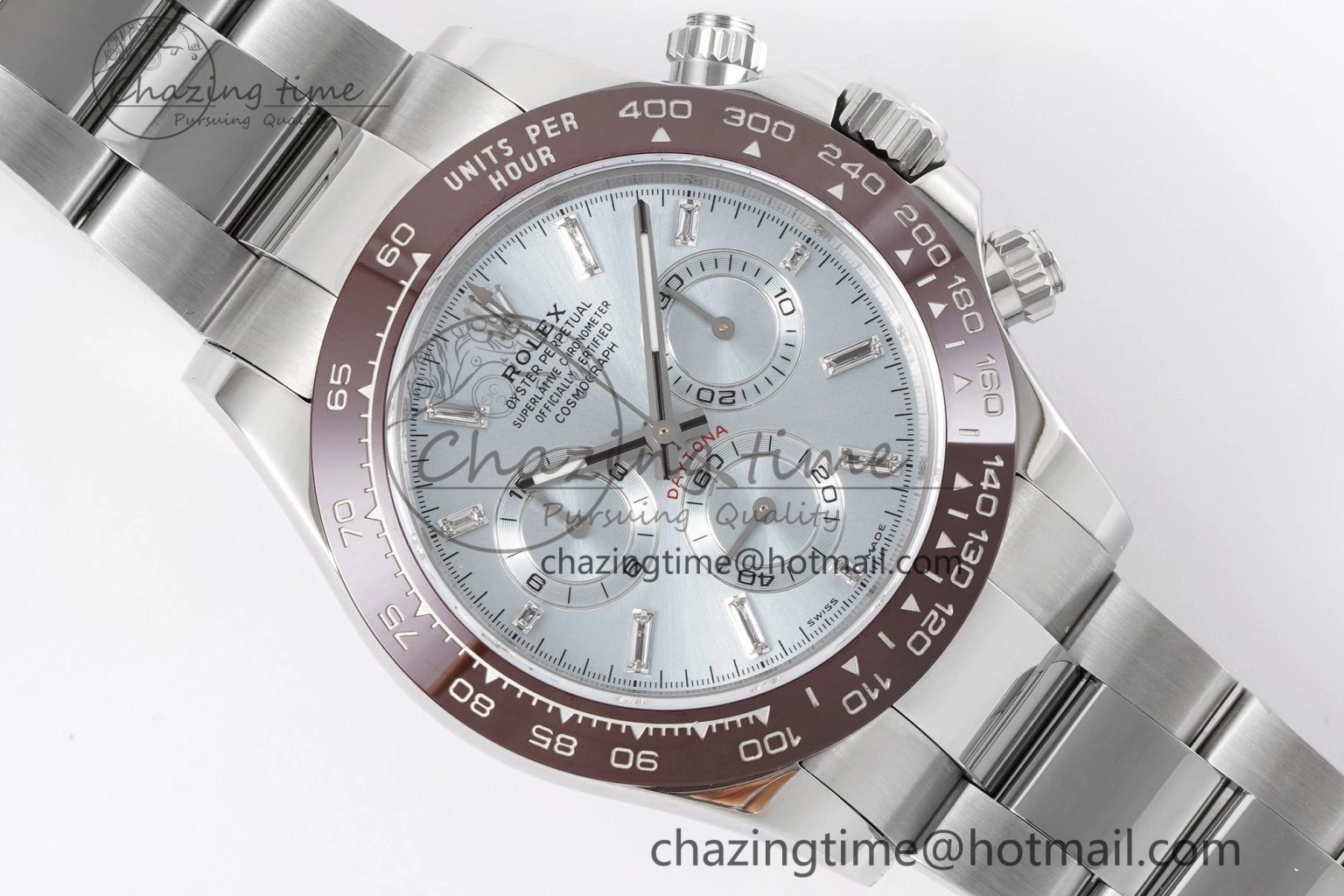 Daytona 116506 Brown Ceramic KING 1:1 Best Edition Ice Blue Dial Crystal Marker on SS Bracelet SH4130