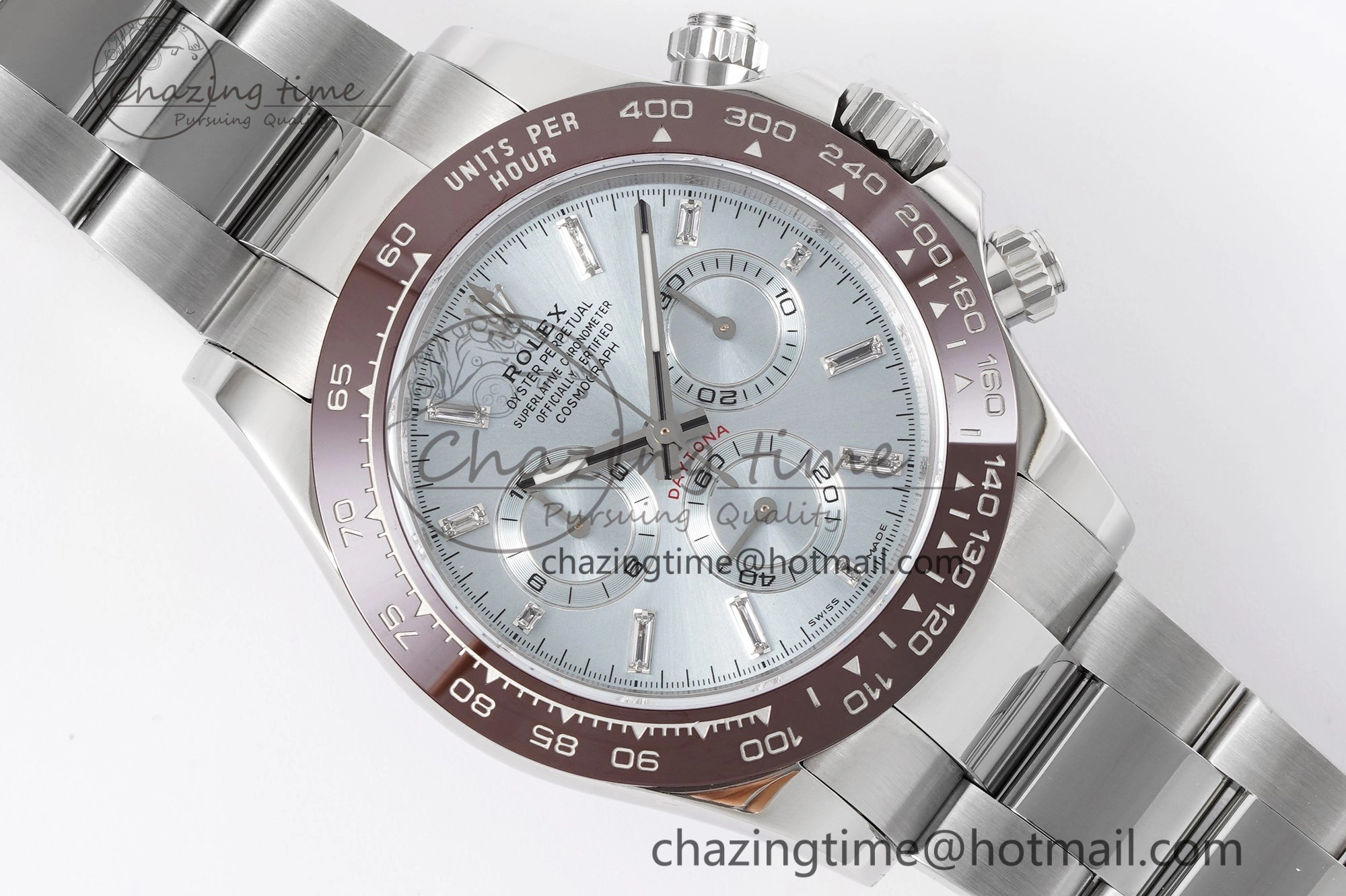 Daytona 116506 Brown Ceramic KING 1:1 Best Edition Ice Blue Dial Crystal Marker on SS Bracelet SH4130