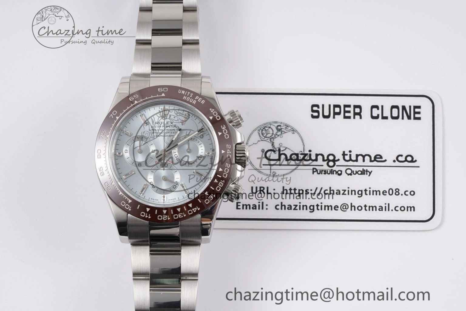 Daytona 116506 Brown Ceramic KING 1:1 Best Edition Ice Blue Dial Crystal Marker on SS Bracelet SH4130