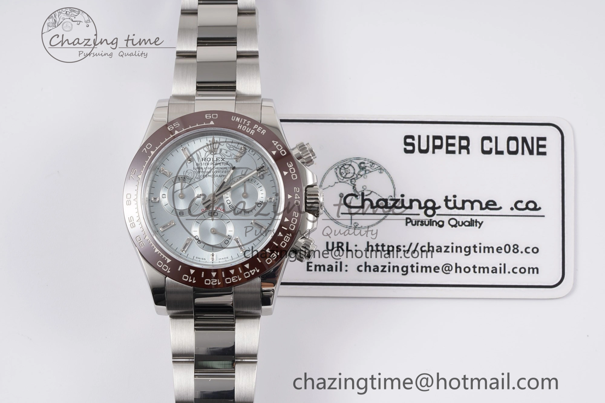 Daytona 116506 Brown Ceramic KING 1:1 Best Edition Ice Blue Dial Crystal Marker on SS Bracelet SH4130