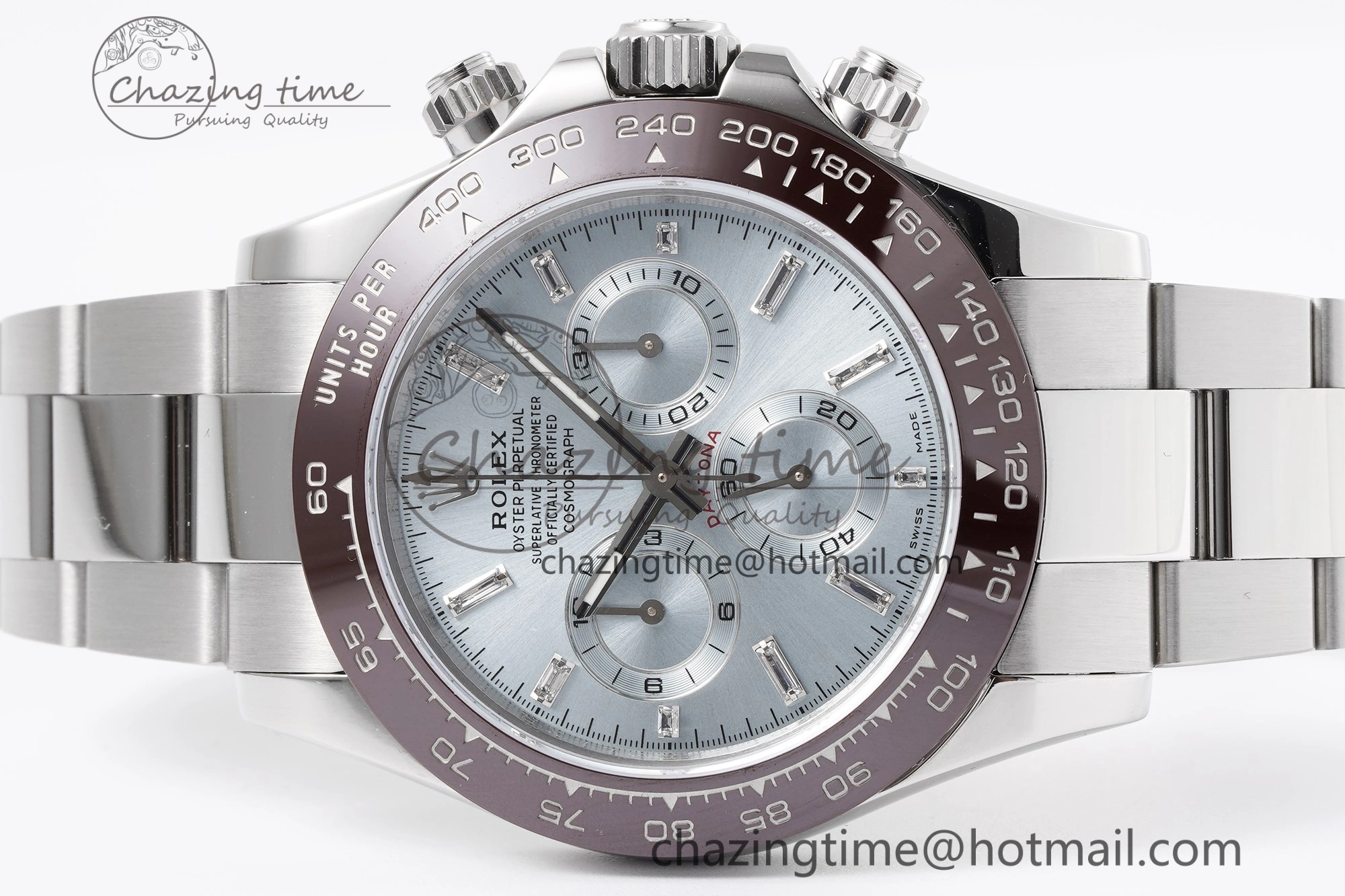 Daytona 116506 Brown Ceramic KING 1:1 Best Edition Ice Blue Dial Crystal Marker on SS Bracelet SH4130