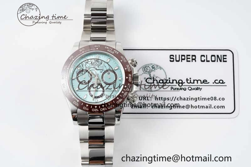 Daytona 116506 Brown Ceramic QF 1:1 Best Edition Ice Blue Dial on SS Bracelet SA4130