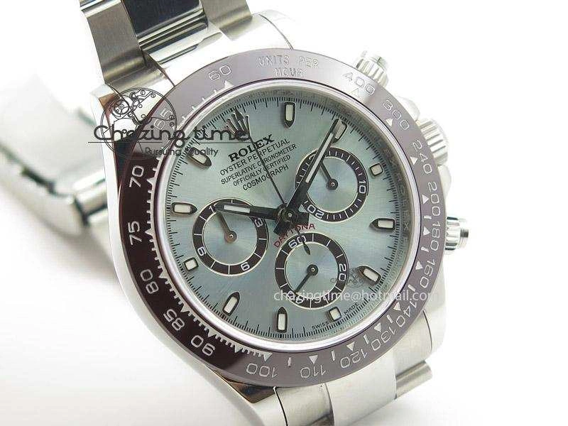 Daytona 116506 JF Best Edition Brown Ceramic Bezel Ice Blue Dial On SS Bracelet A7750
