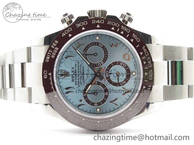 Daytona 116506 Middle East Edition Noob 1:1 Best Edition 904L SS Case and Bracelet Ice Blue Arabic Dial SA4130 V2