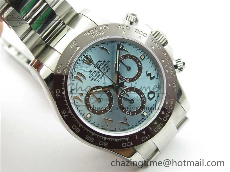 Daytona 116506 Middle East Edition Noob 1:1 Best Edition 904L SS Case and Bracelet Ice Blue Arabic Dial SA4130 V2