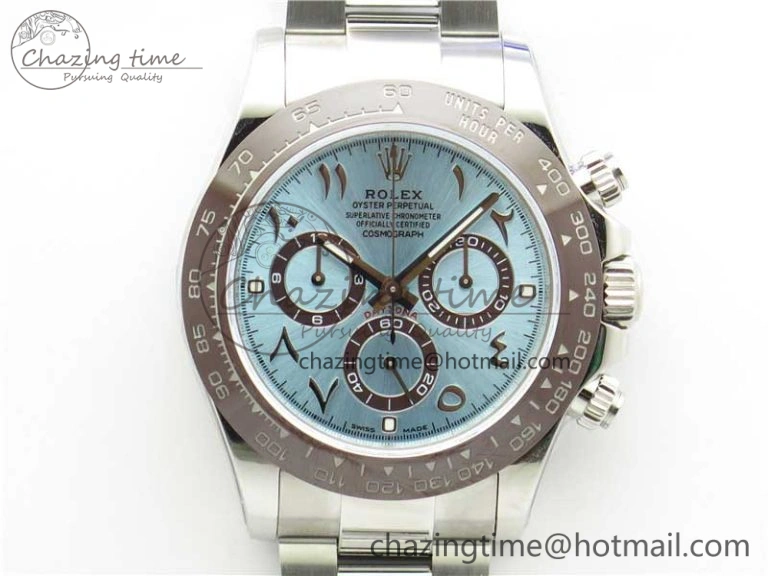 Daytona 116506 Middle East Edition Noob 1:1 Best Edition 904L SS Case and Bracelet Ice Blue Arabic Dial SA4130 V2