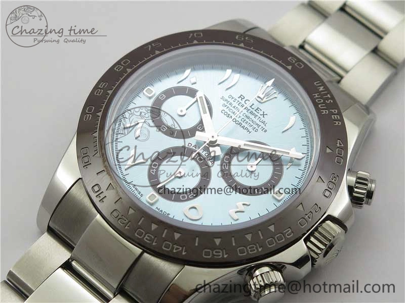 Daytona 116506 Middle East Edition Noob 1:1 Best Edition 904L SS Case and Bracelet Ice Blue Arabic Dial SA4130 V2