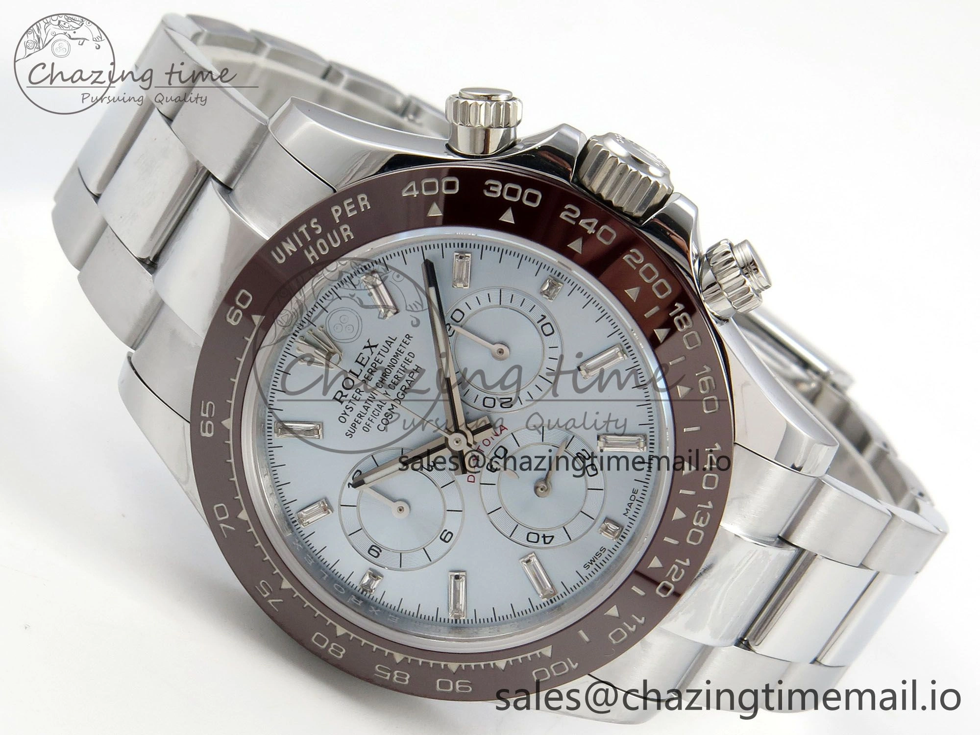 Daytona 116506 SS 3CF 1:1 Best Edition Brown Bezel Ice Blue Crystal Dial on SS Bracelet SH4130 V2(Mod Version)