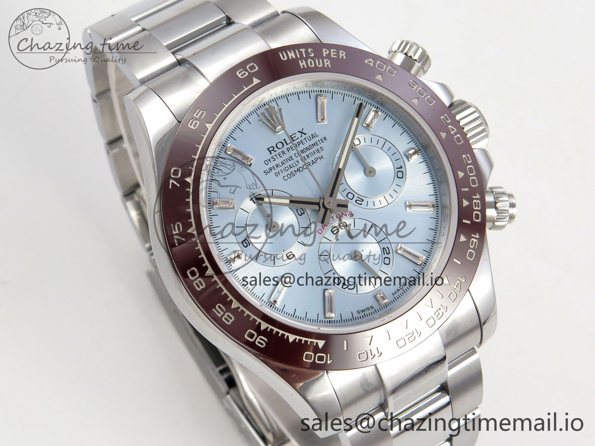 Daytona 116506 SS 3CF 1:1 Best Edition Brown Bezel Ice Blue Crystal Dial on SS Bracelet SH4130 V2(Mod Version)