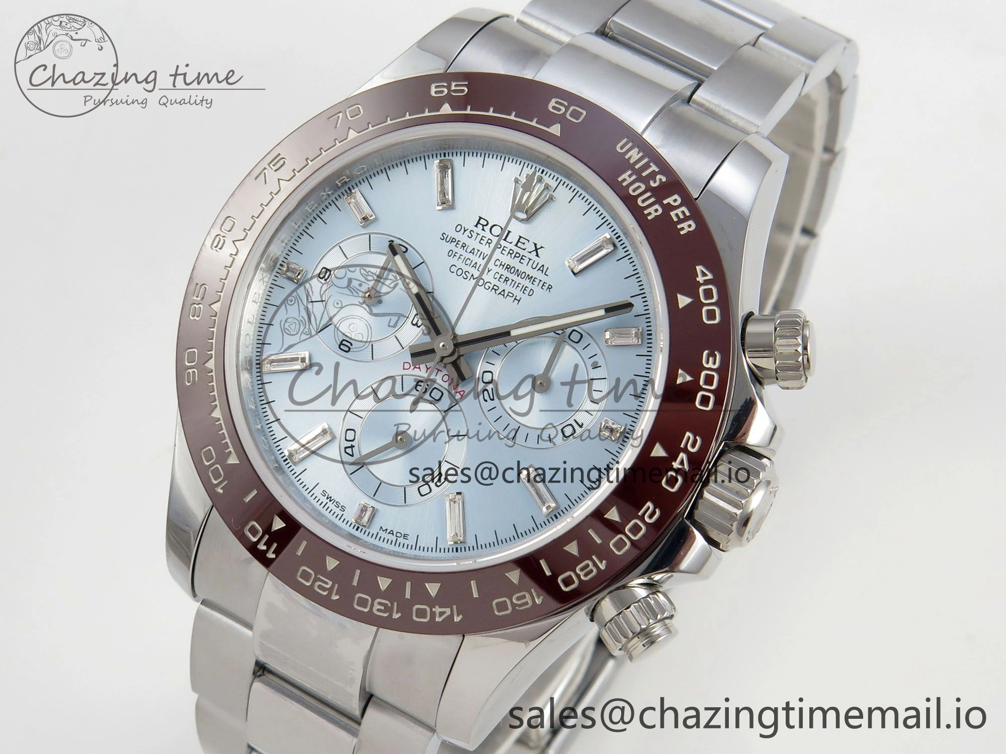 Daytona 116506 SS 3CF 1:1 Best Edition Brown Bezel Ice Blue Crystal Dial on SS Bracelet SH4130 V2(Mod Version)