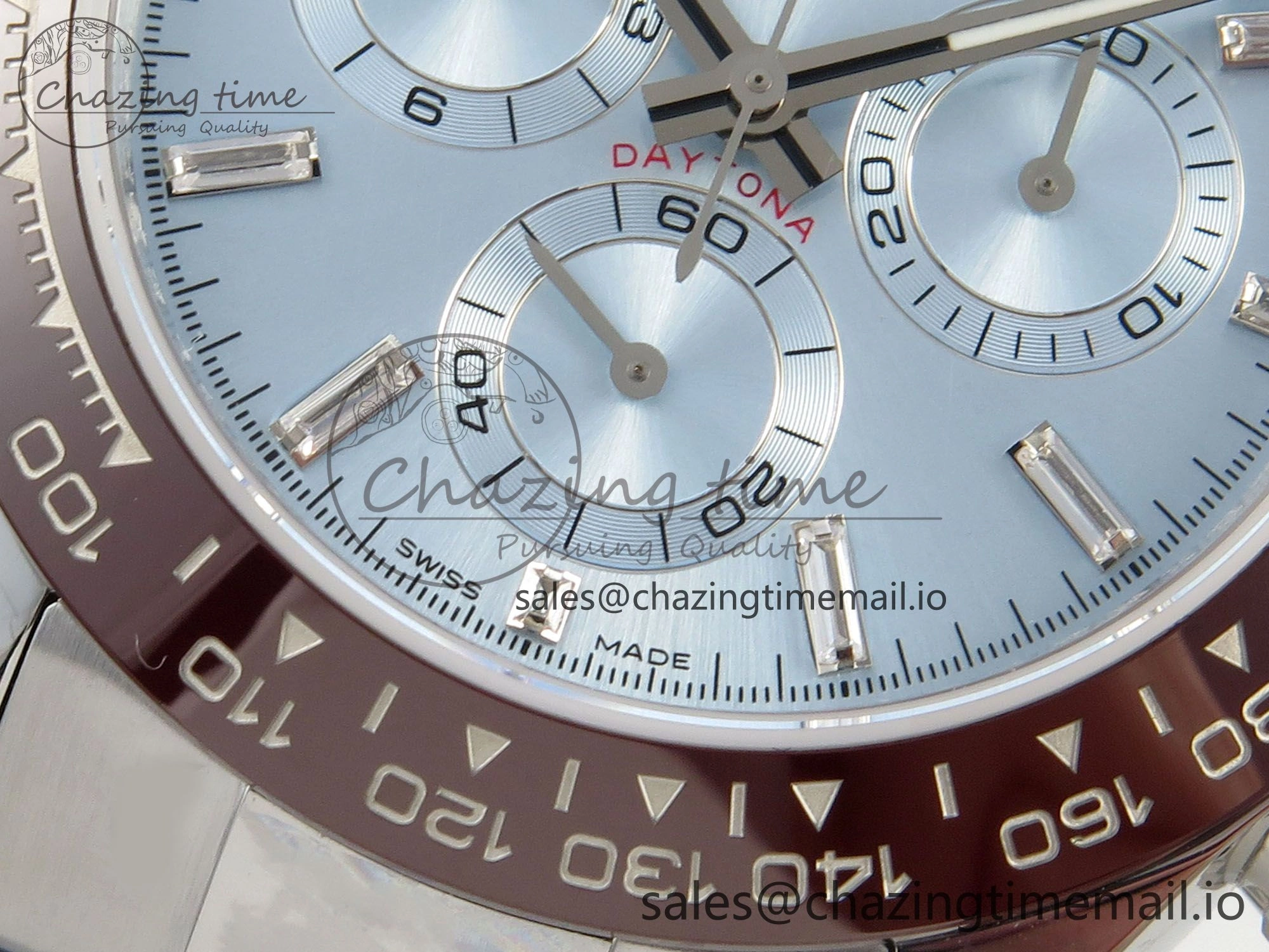 Daytona 116506 SS 3CF 1:1 Best Edition Brown Bezel Ice Blue Crystal Dial on SS Bracelet SH4130 V2(Mod Version)