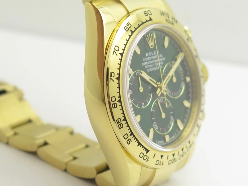 Daytona 116508 ARF 1:1 Best Edition YG Plated 904L SS Case And Bracelet Green Dial A4130 Super Clone