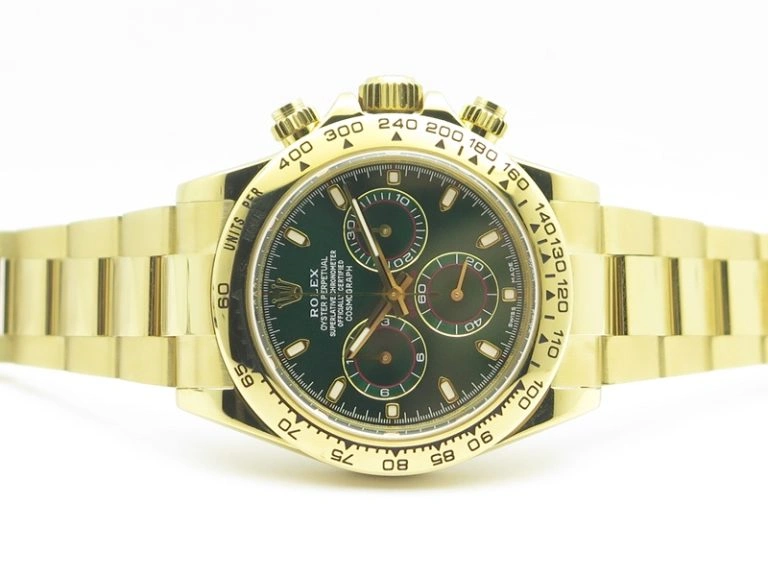 Daytona 116508 ARF 1:1 Best Edition YG Plated 904L SS Case And Bracelet Green Dial A4130 Super Clone