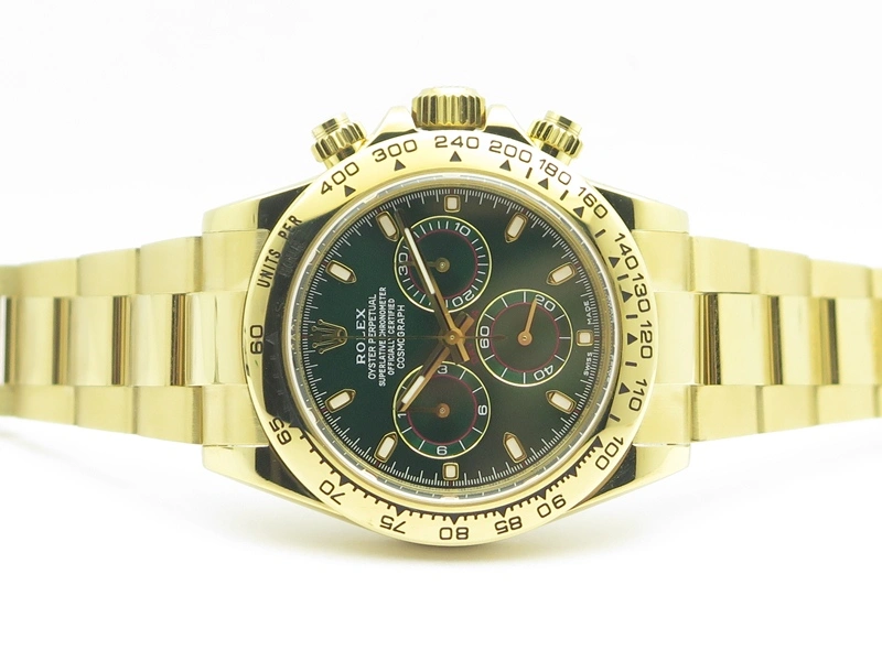 Daytona 116508 ARF 1:1 Best Edition YG Plated 904L SS Case And Bracelet Green Dial A4130 Super Clone