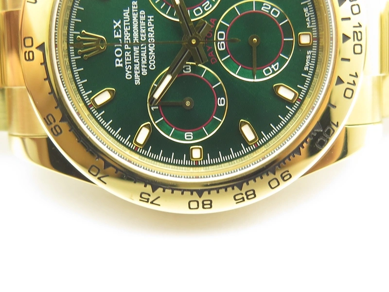 Daytona 116508 ARF 1:1 Best Edition YG Plated 904L SS Case And Bracelet Green Dial A4130 Super Clone
