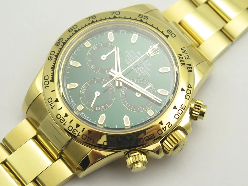 Daytona 116508 ARF 1:1 Best Edition YG Plated 904L SS Case And Bracelet Green Dial A4130 Super Clone
