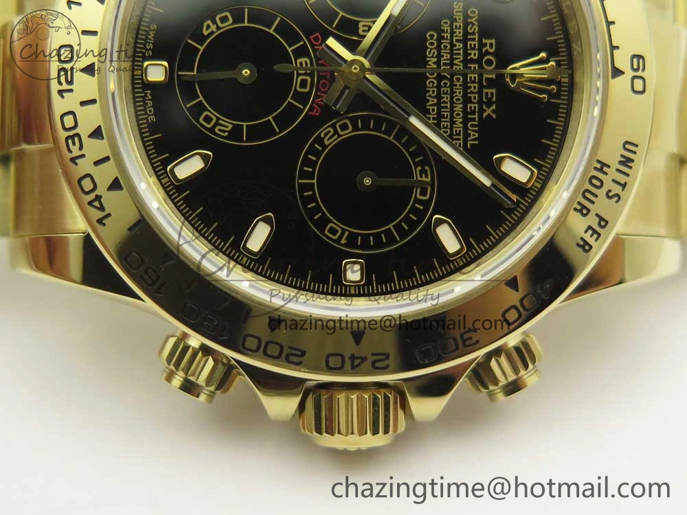 Daytona 116508 ARF 1:1 Best Edition YG Plated 904L SS Case and Bracelet Black Dial A4130 Super Clone V2