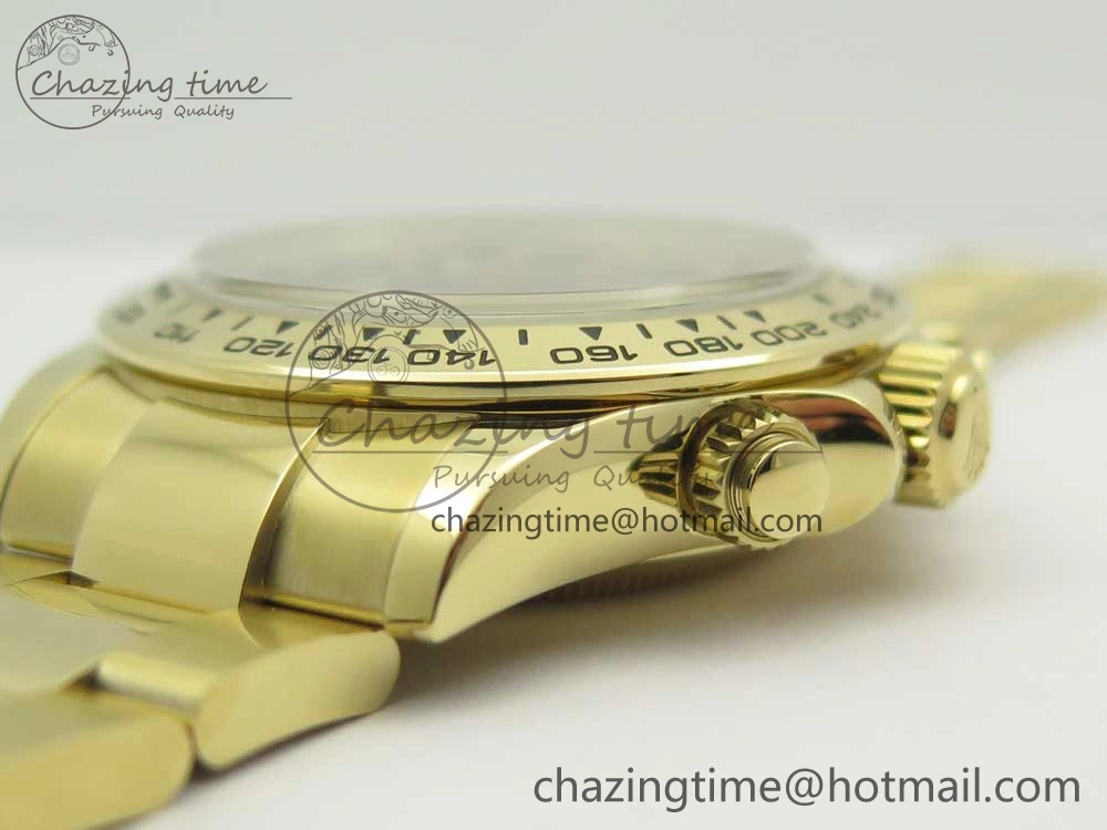 Daytona 116508 ARF 1:1 Best Edition YG Plated 904L SS Case and Bracelet Black Dial A4130 Super Clone V2