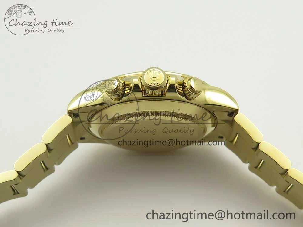 Daytona 116508 ARF 1:1 Best Edition YG Plated 904L SS Case and Bracelet White Dial A4130 Super Clone V2