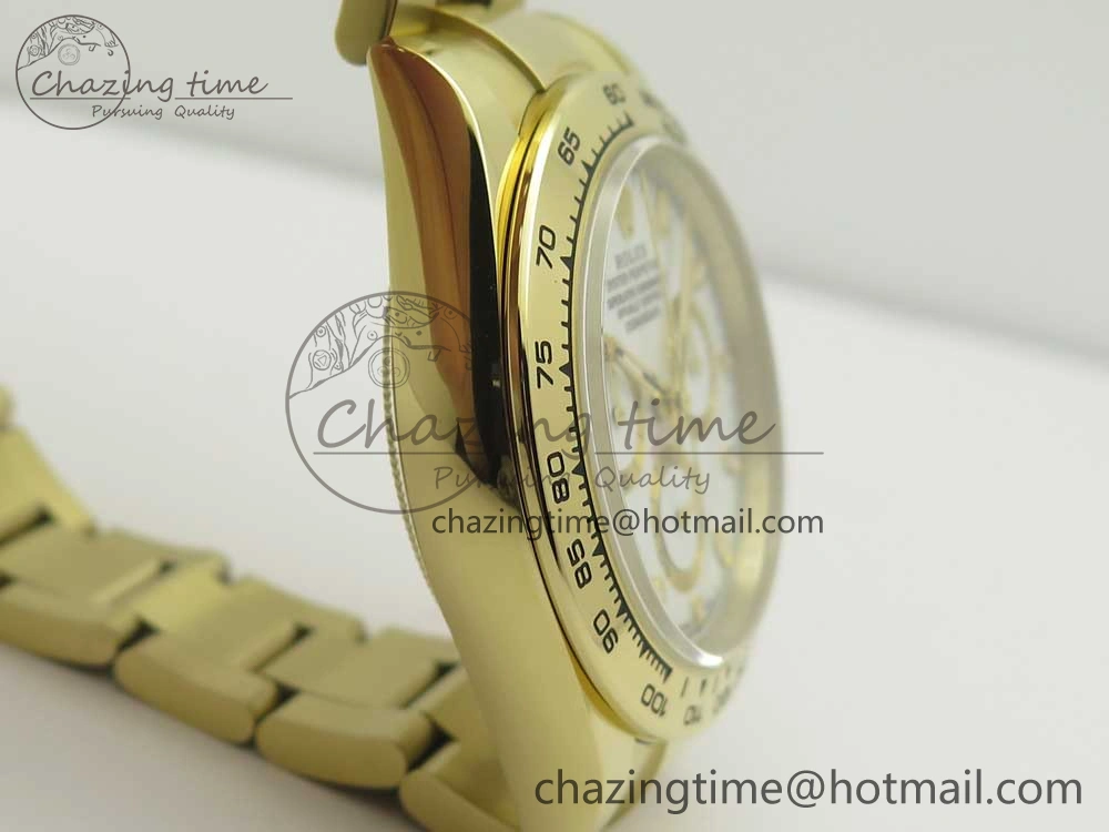 Daytona 116508 ARF 1:1 Best Edition YG Plated 904L SS Case and Bracelet White Dial A4130 Super Clone V2