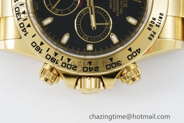 Daytona 116508 Clean 1:1 Best Edition Black Dial on YG Bracelet SA4130 V2