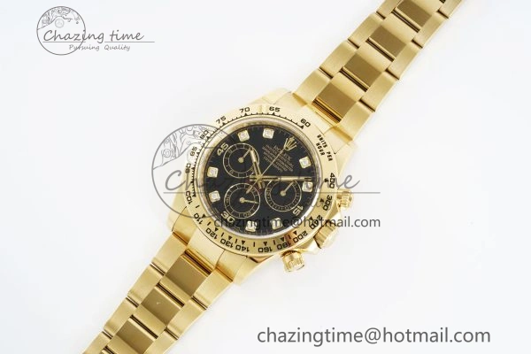 Daytona 116508 Clean 1:1 Best Edition Black Diamonds Dial on YG Bracelet SA4130 V2