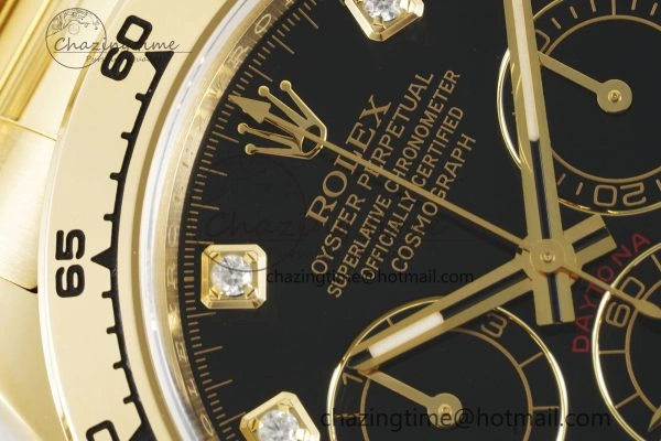 Daytona 116508 Clean 1:1 Best Edition Black Diamonds Dial on YG Bracelet SA4130 V2