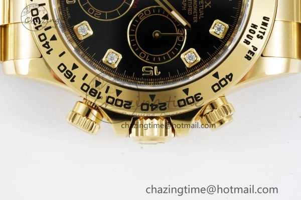 Daytona 116508 Clean 1:1 Best Edition Black Diamonds Dial on YG Bracelet SA4130 V2