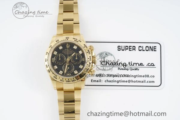 Daytona 116508 Clean 1:1 Best Edition Black Diamonds Dial on YG Bracelet SA4130 V2
