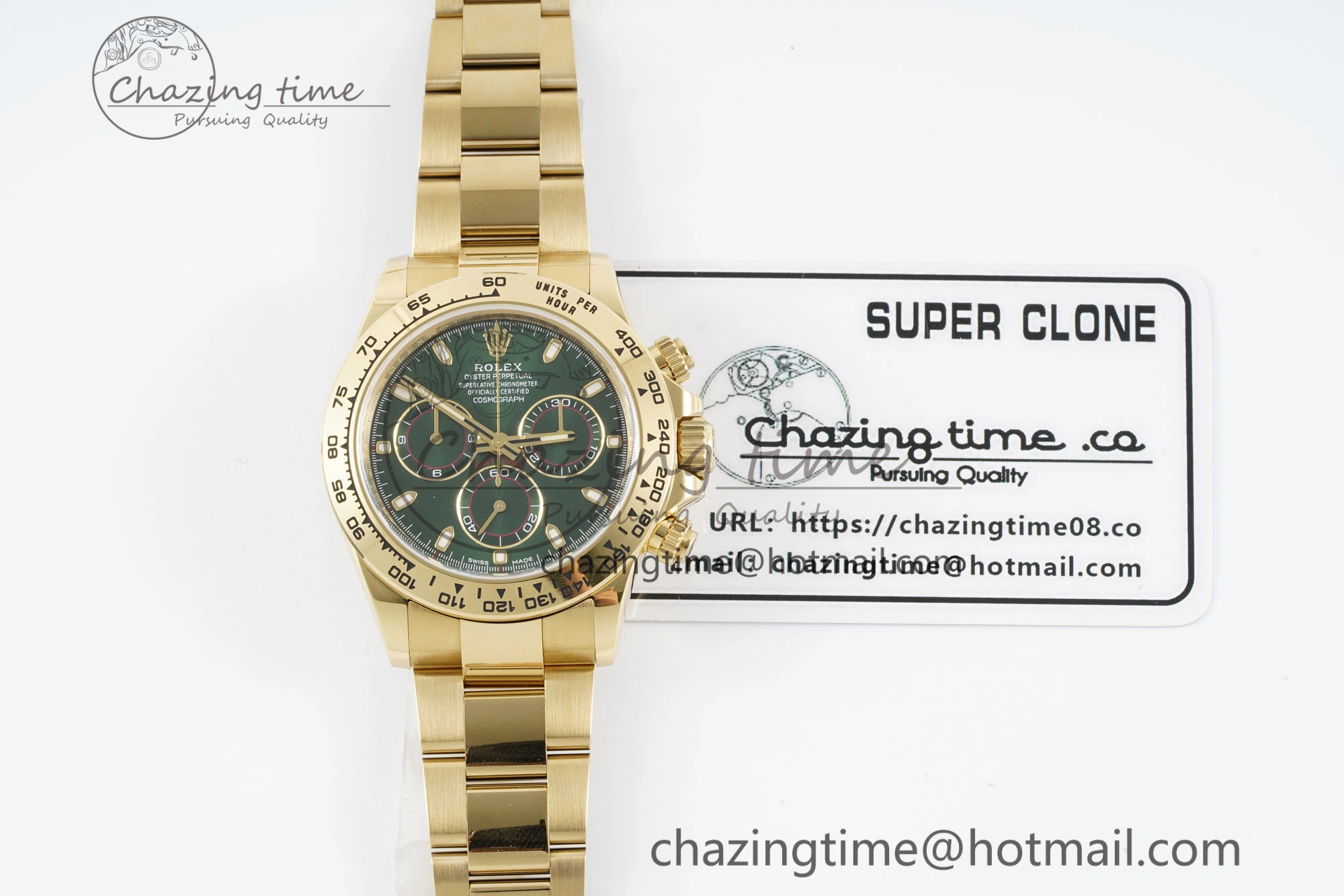 Daytona 116508 Clean 1:1 Best Edition Green Dial on YG Bracelet SA4130 V2